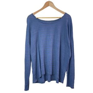 Eileen Fisher Linen Jersey Round Scooped Neck Long Sleeve Striped Top Size Large